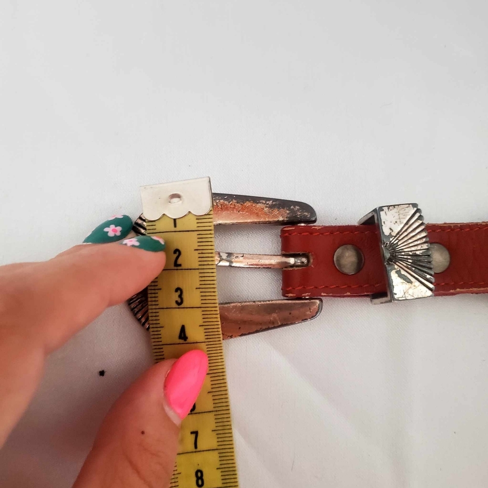 Red Leather Belt with Metalic Animals - Picture 7 of 9